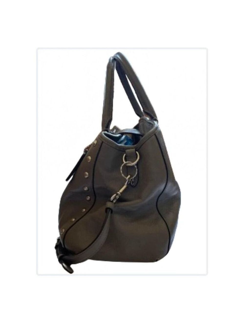 Coach Pebbled Leather Riley Satchel - 14"W x 10"H x 4"D - Medium Grey - Picture 3 of 6